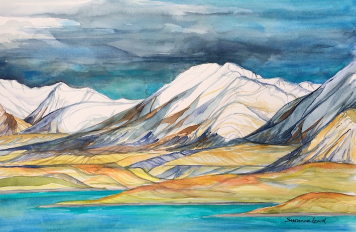 Susanna Izard | Round Hill & Richmond Range | watercolour | McATamney Gallery | Geraldine NZ